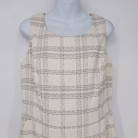 John Meyer Collection Cream Black Tweed Plaid Dress Size 10 New - Picture 2 of 7